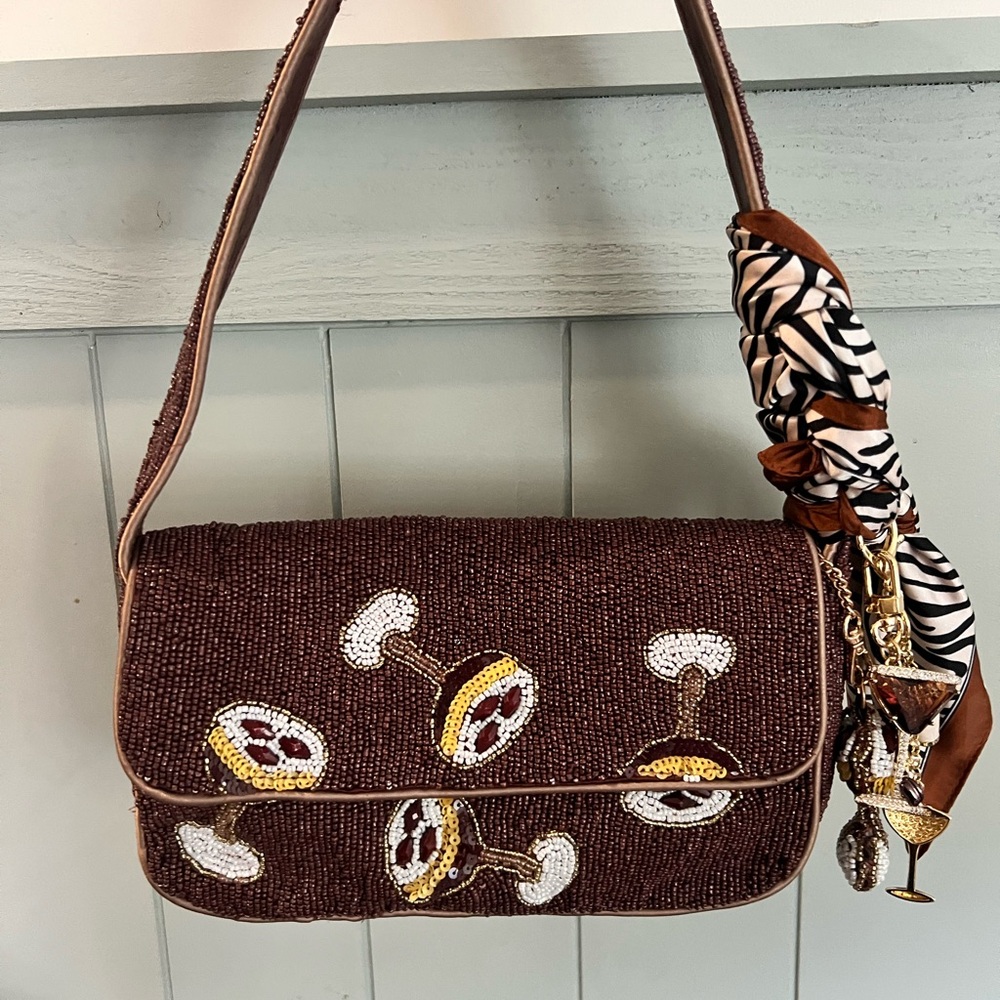TikTok Viral Expresso Martini Brown Beaded Shoulder Bag